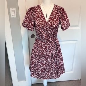 Madewell Flutter Sleeve Wrap Mini Dress in Batik Vines Sz XS